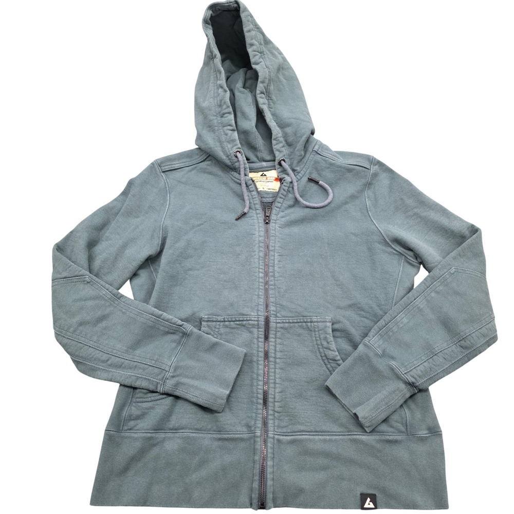 American Giant Womens Classic Full Zip Hoodie W1-1A-1-VIN-L Blue Green Large